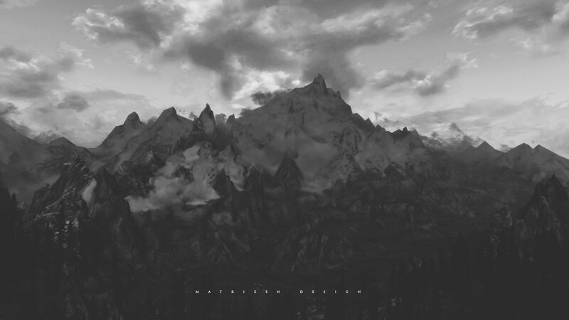 Snow-covered Mountain Range — Black, Dramatic, 3d Render