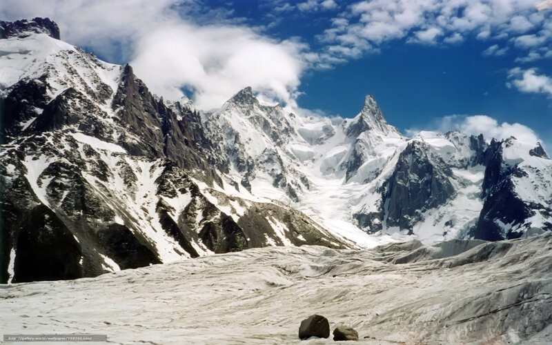 Snow-covered Mountain Range — Blue, Dramatic, Afternoon, Photograph, Glacier