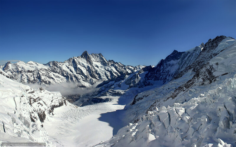 Snow-covered Mountain Range — Blue, Dramatic, Afternoon, Photograph