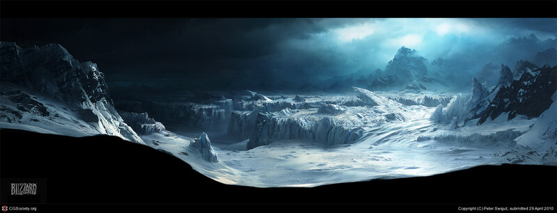 Snow-covered Mountain Range — Blue, Dramatic, Night