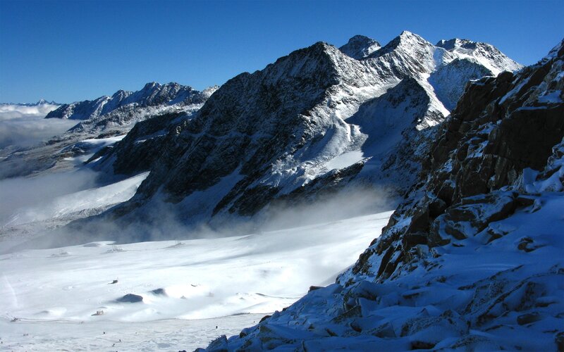Snow-covered Mountain Range — Blue, Dramatic