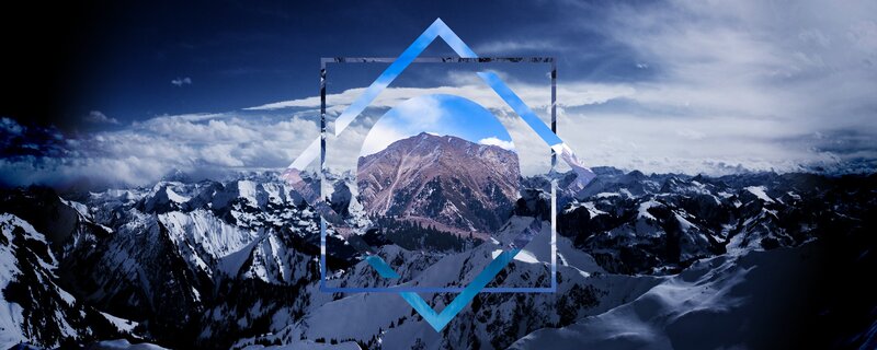 Snow-covered Mountain Range — Blue, Dramatic, Winter, Digital Art, Clouds