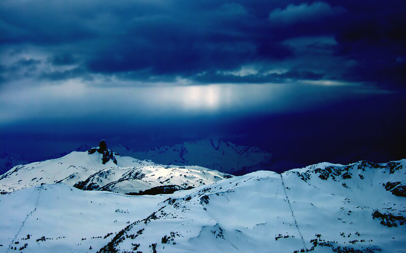 Snow-covered Mountain Range — Blue, Dramatic, Winter, Photograph