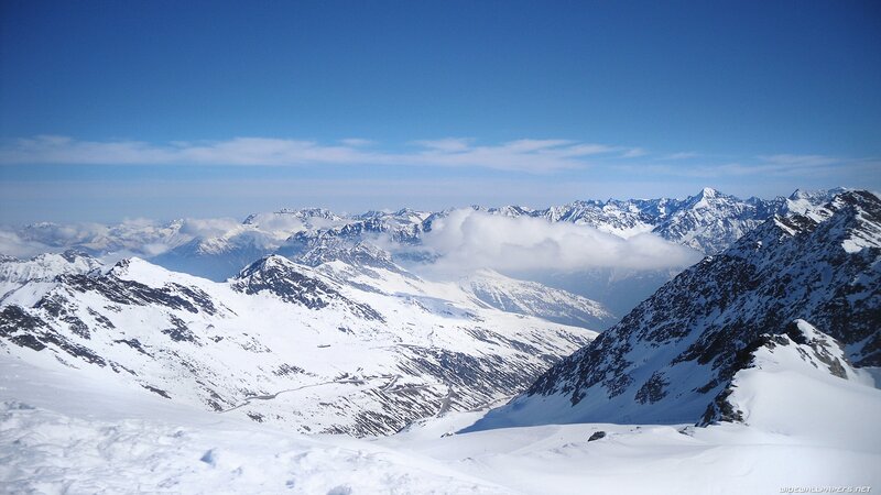 Snow-covered Mountain Range — Blue, Gray