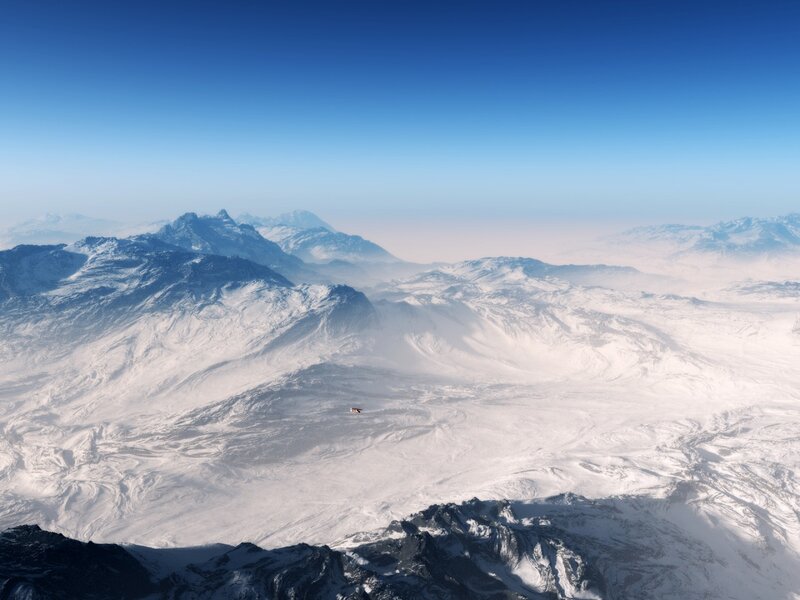 Snow-covered Mountain Range — Blue, Serene, 3d Render