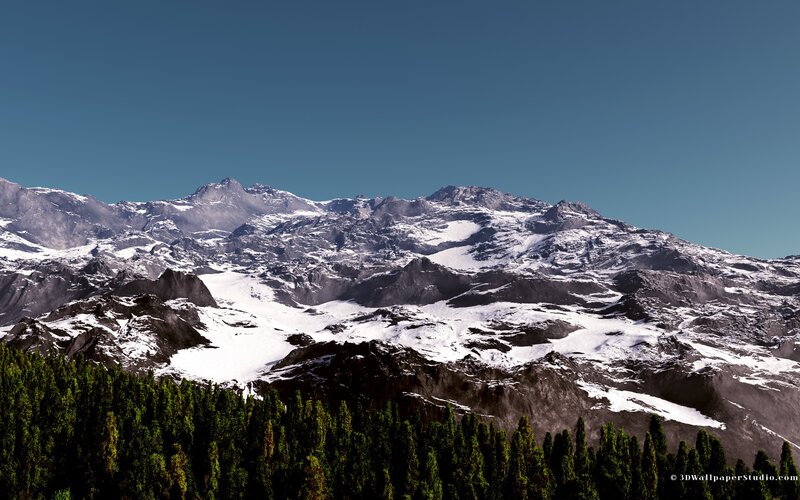 Snow-covered Mountain Range — Blue, Serene, Afternoon, Digital Art