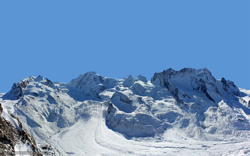 Snow-covered Mountain Range — Blue, Serene, Afternoon, Photograph, Mountains