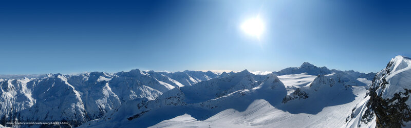 Snow-covered Mountain Range — Blue, Serene, Afternoon, Photograph, Sun