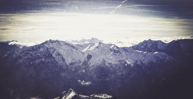 Snow-covered Mountain Range — Blue, Serene, Photograph, Mountains, Clouds
