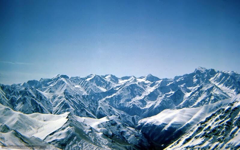 Snow-covered Mountain Range — Blue, Serene, Photograph, Mountains, Snow