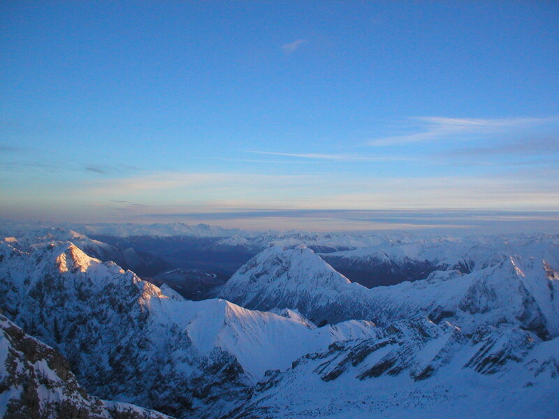 Snow-covered Mountain Range — Blue, Serene, Sunrise