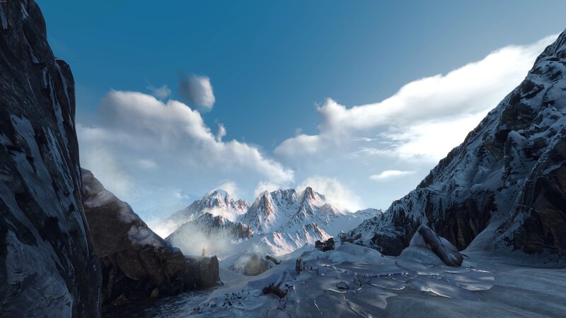 Snow-covered Mountain Range — Blue, Serene, Winter, 3d Render