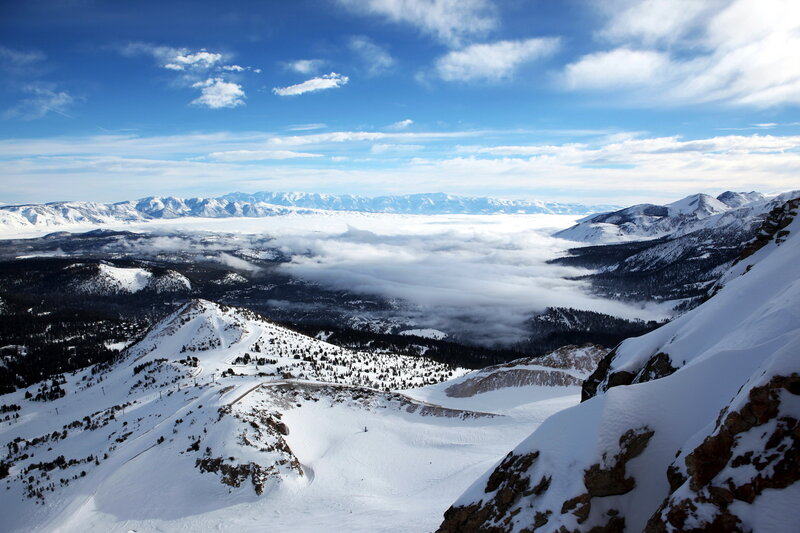 Snow-covered Mountain Range — Blue, Serene, Winter, Photograph, Clouds, Ski Slopes