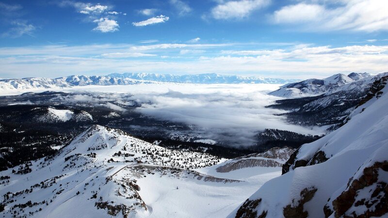 Snow-covered Mountain Range — Blue, Serene, Winter, Photograph, Clouds, Valley