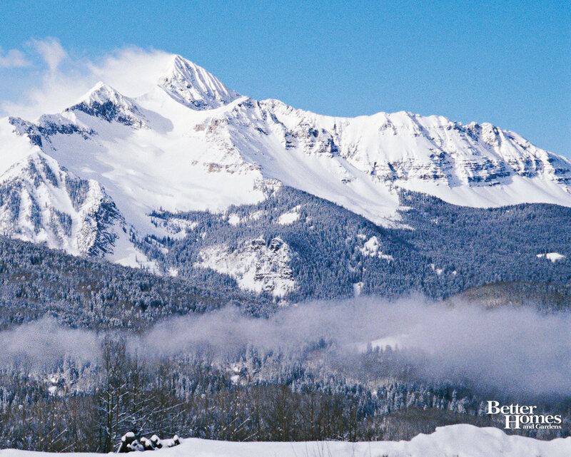 Snow-covered Mountain Range — Blue, Serene, Winter, Photograph, Forest