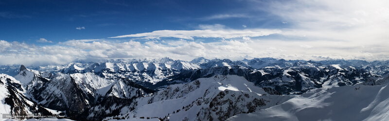 Snow-covered Mountain Range — Blue, Serene, Winter, Photograph, Mountains, Clouds