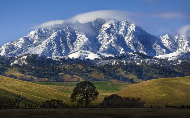 Snow-covered Mountain Range — Blue, Serene, Winter, Photograph
