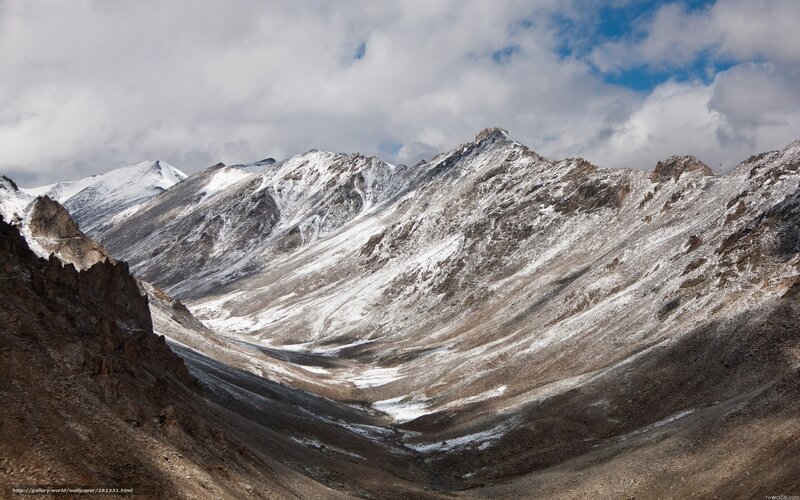 Snow-covered Mountain Range — Brown, Dramatic, Photograph
