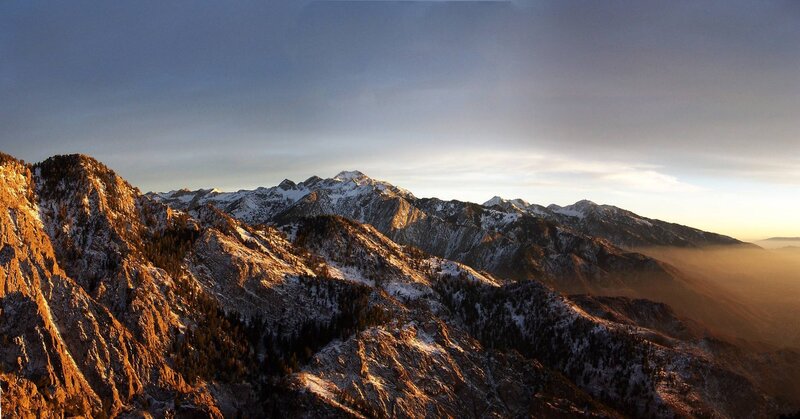 Snow-covered Mountain Range — Brown, Dramatic