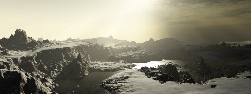 Snow-covered Mountain Range — Gray, Desolate