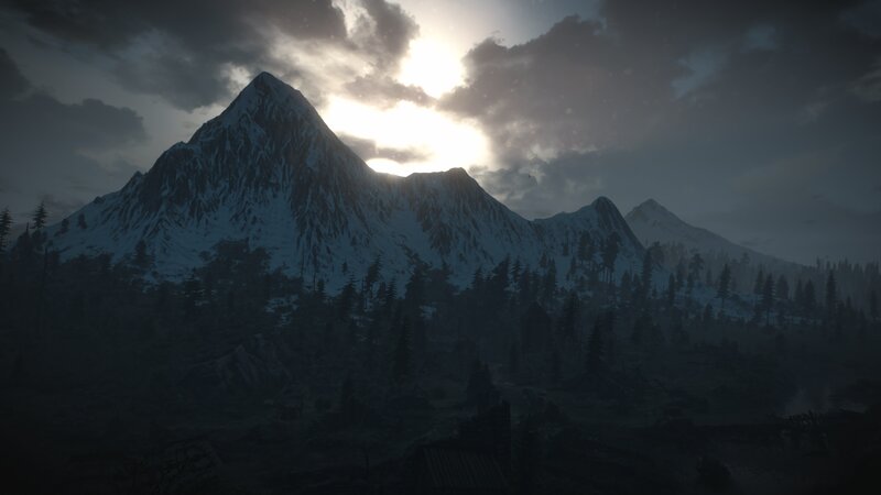Snow-covered Mountain Range — Gray, Dramatic, Sunset