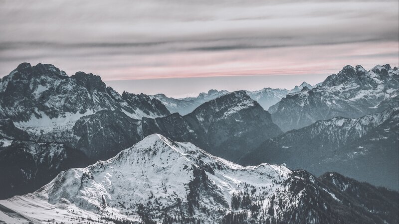 Snow-covered Mountain Range — Gray, Serene, Sunrise