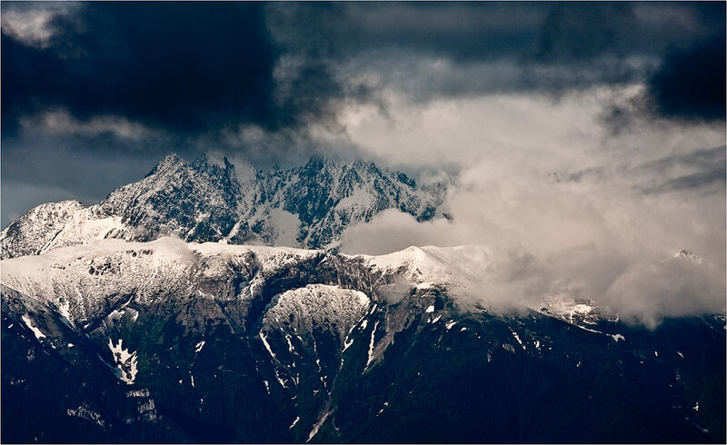 Snow-covered Mountain Range — Gray