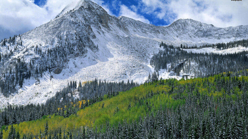 Snow-covered Mountain Range — Green