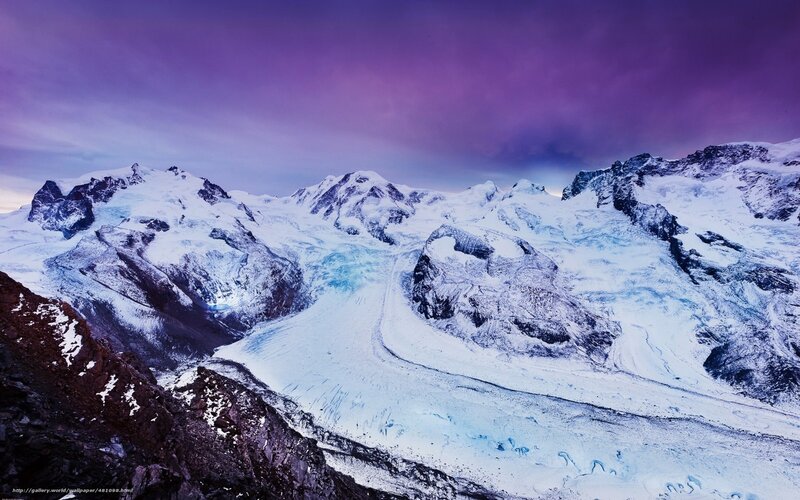 Snow-covered Mountain Range — Purple, Dramatic