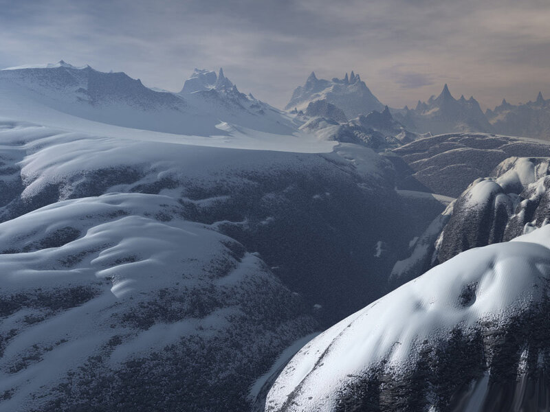 Snow-covered Mountain Range — White, Cold