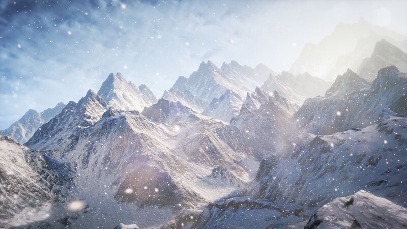 Snow-covered Mountain Range — White, Cold, Winter