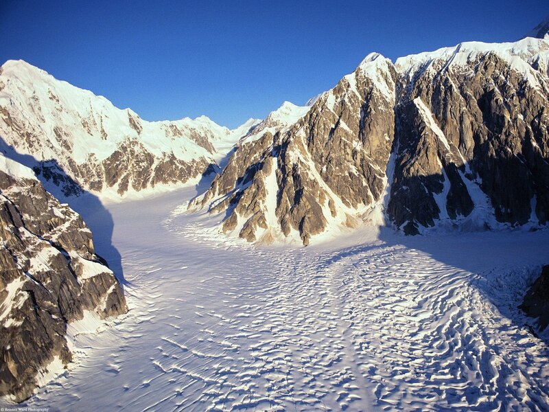 Snow-covered Mountain Range — White, Dramatic, Afternoon, Photograph, Glacier