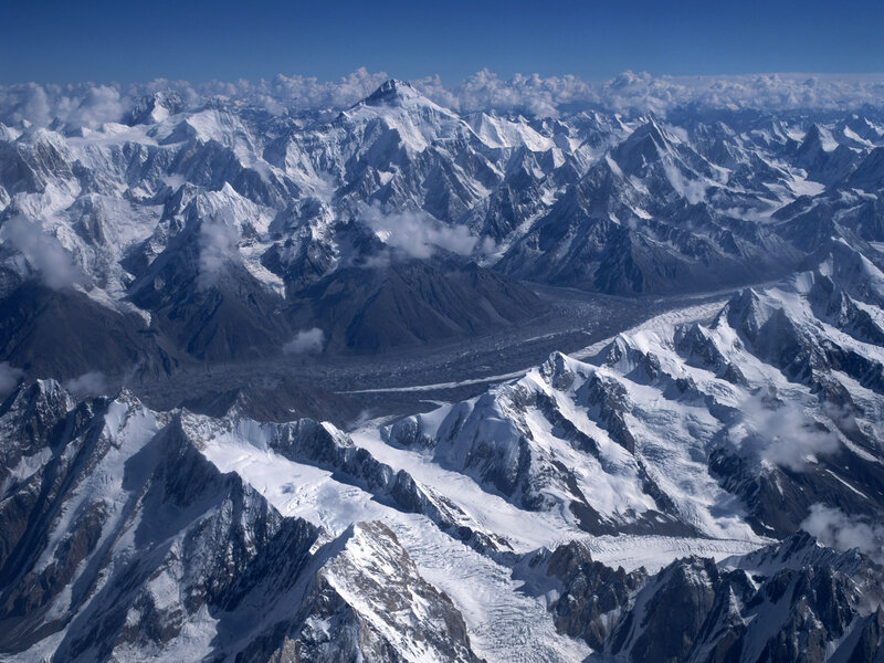 Snow-covered Mountain Range — White, Dramatic, Afternoon, Photograph, Mountains