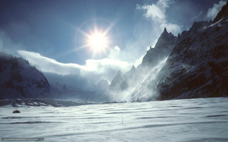 Snow-covered Mountain Range — White, Dramatic, Afternoon, Photograph, Sun