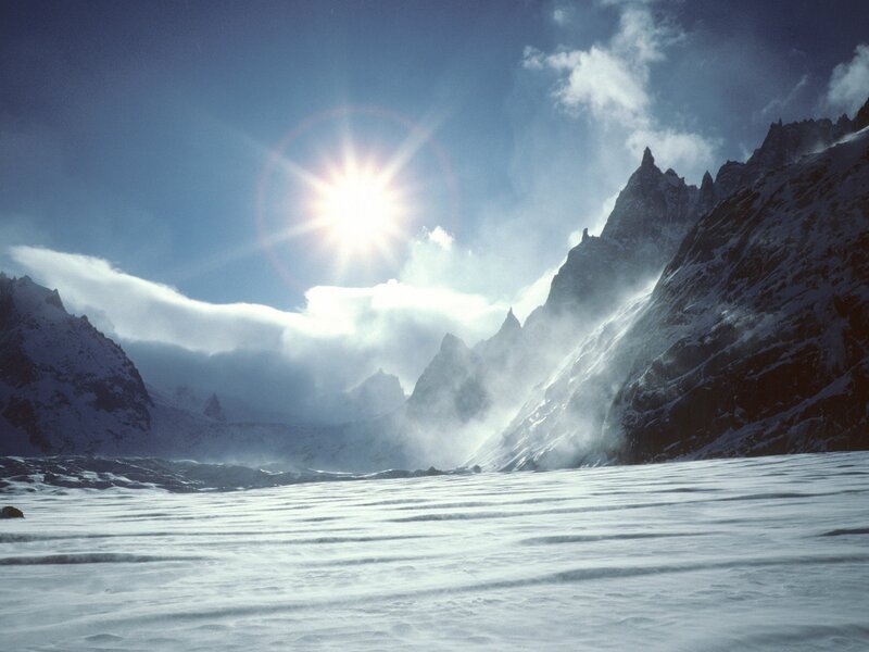 Snow-covered Mountain Range — White, Dramatic, Afternoon, Photograph