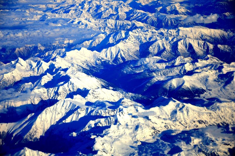 Snow-covered Mountain Range — White, Dramatic, Photograph, Mountains, Clouds