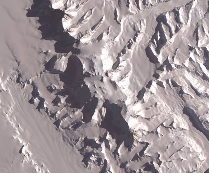 Snow-covered Mountain Range — White, Dramatic, Photograph, Mountains, Glaciers, Shadows