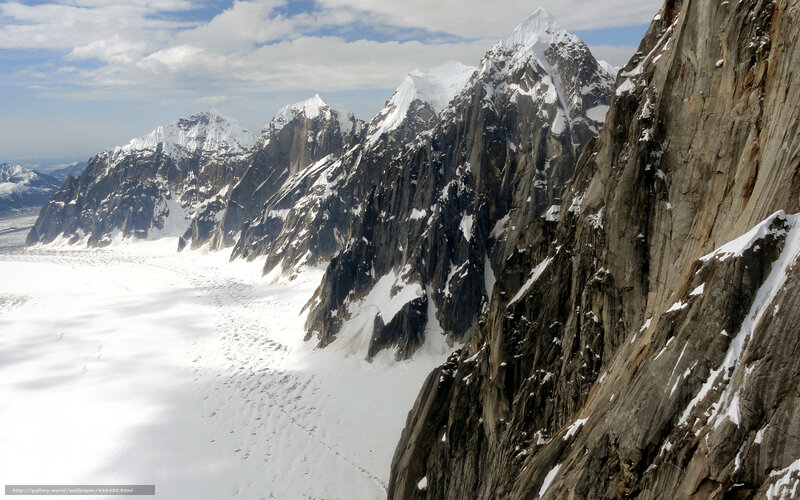 Snow-covered Mountain Range — White, Dramatic, Winter, Photograph, Glacier, Rocky Cliffs