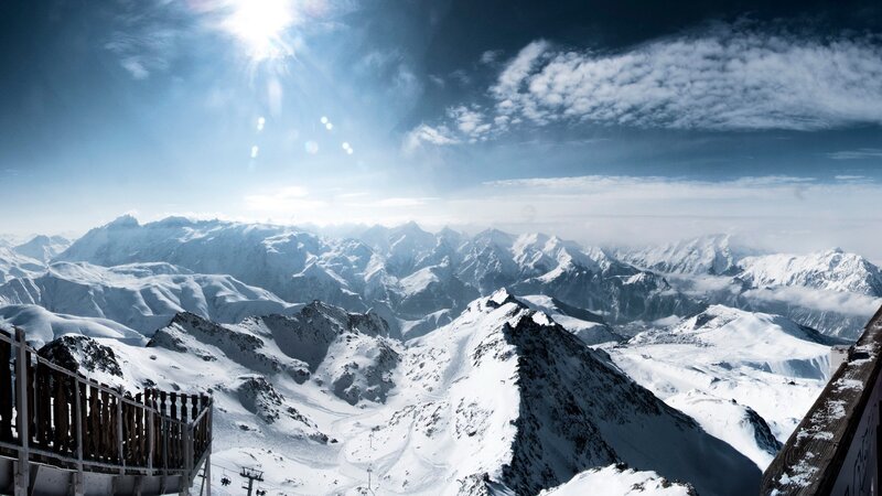 Snow-covered Mountain Range — White, Dramatic, Winter, Photograph, Mountain Peaks