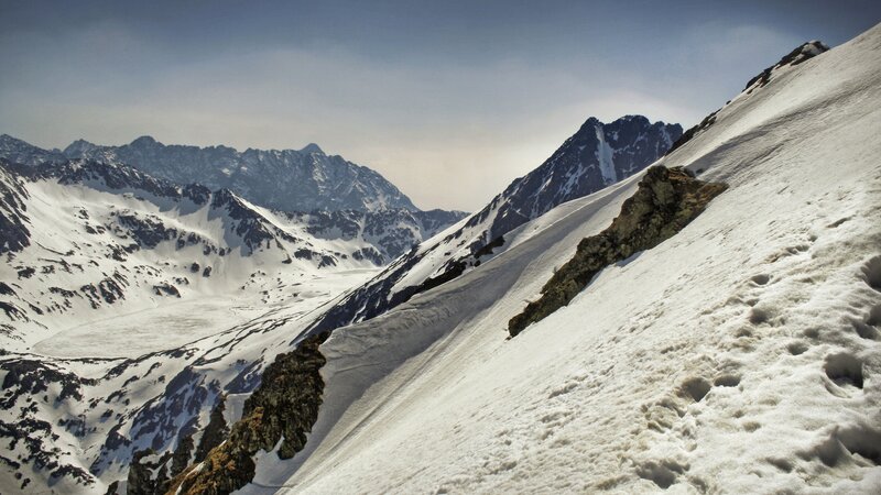 Snow-covered Mountain Range — White, Dramatic, Winter, Photograph, Mountains, Snow, Rocks