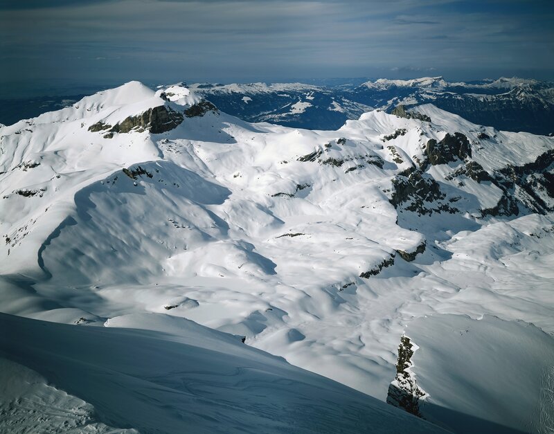 Snow-covered Mountain Range — White, Dramatic, Winter, Photograph, Mountains, Snow, Sky