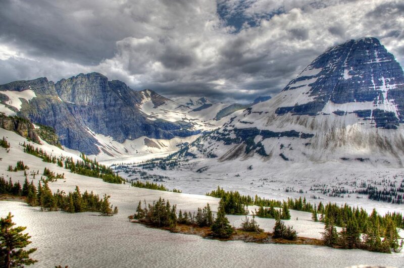 Snow-covered Mountain Range — White, Dramatic, Winter, Photograph, Mountains, Snow