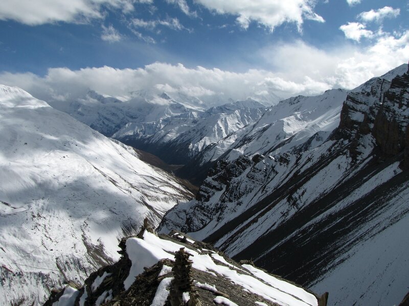 Snow-covered Mountain Range — White, Dramatic, Winter, Photograph, Mountains, Valley