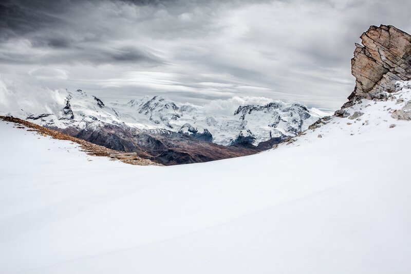 Snow-covered Mountain Range — White, Dramatic, Winter, Photograph, Snow