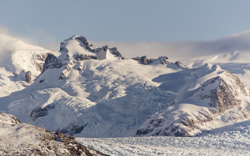 Snow-covered Mountain Range — White, Serene, Afternoon, Photograph, Mountains, Glacier, Sky
