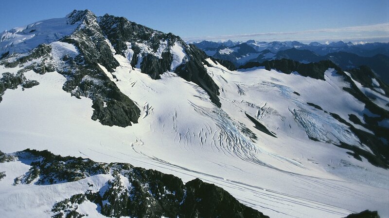 Snow-covered Mountain Range — White, Serene, Afternoon, Photograph, Mountains, Glaciers, Sky