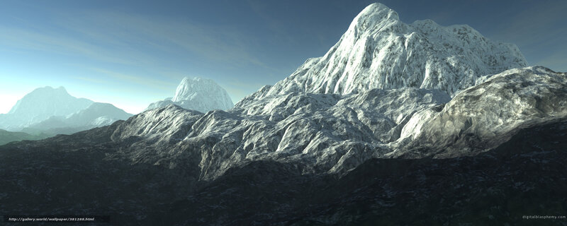 Snow-covered Mountain Range — White, Serene, Morning, 3d Render, Mountains