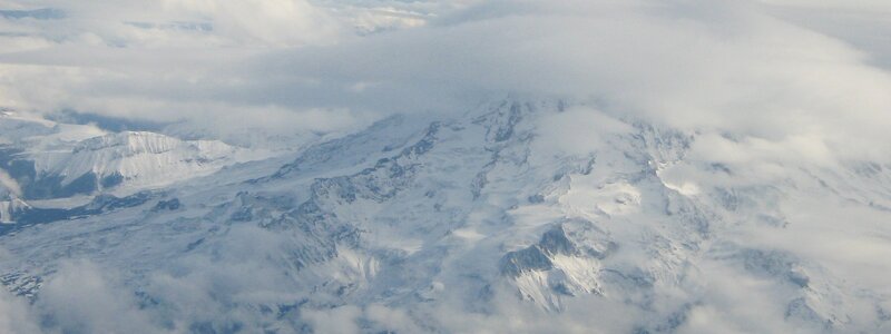 Snow-covered Mountain Range — White, Serene, Photograph, Clouds, Glaciers