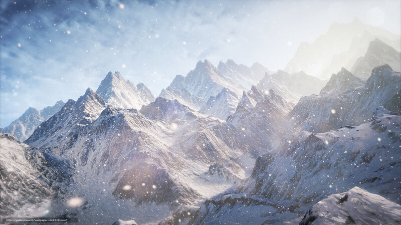 Snow-covered Mountain Range — White, Serene, Winter, 3d Render, Snow