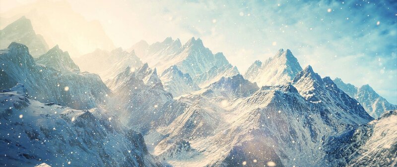 Snow-covered Mountain Range — White, Serene, Winter, Digital Art, Mountains, Snow